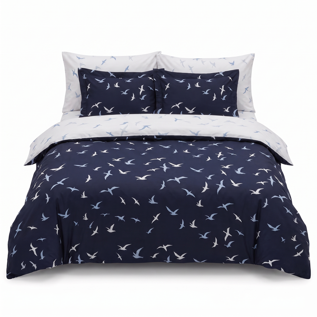 Komplet pościeli z satyny bawełnianej LIBERTA NAVY BLUE – 6 elementów — widok z przodu