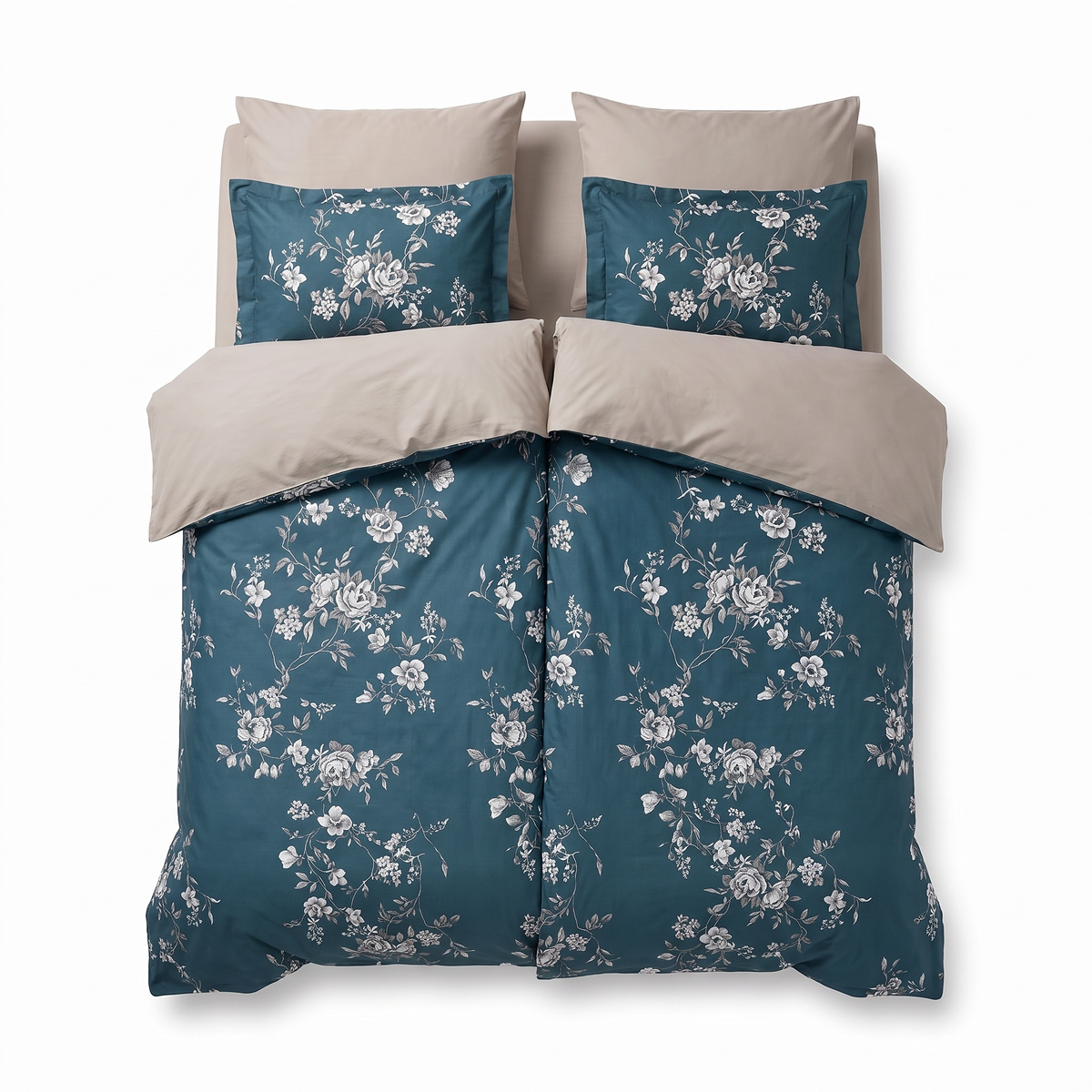 Komplet pościeli z 2 poszwami ARYA TURQUOISE — widok z przodu