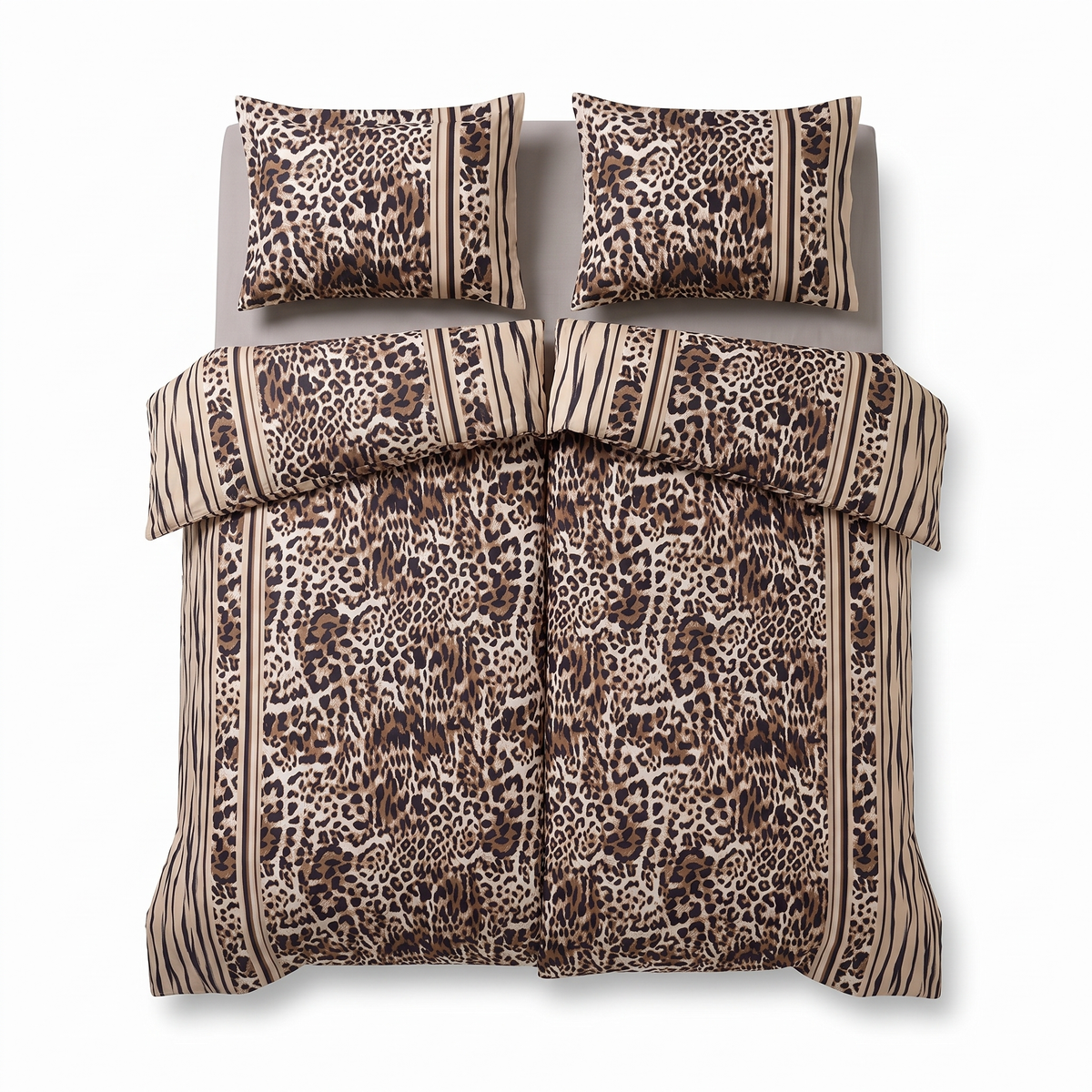 Komplet pościeli z 2 poszwami LEOPARD BROWN — widok z przodu