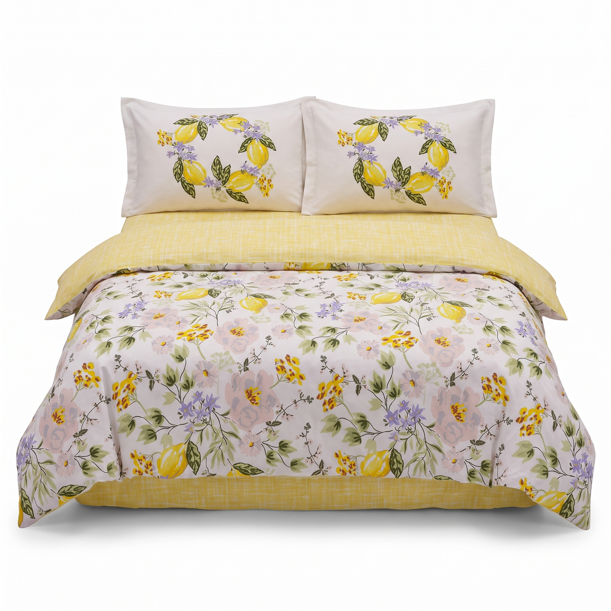 Komplet pościeli z popeliny HOBBY HEALING LEMONTY GALBEN – 4 elementy — widok z przodu
