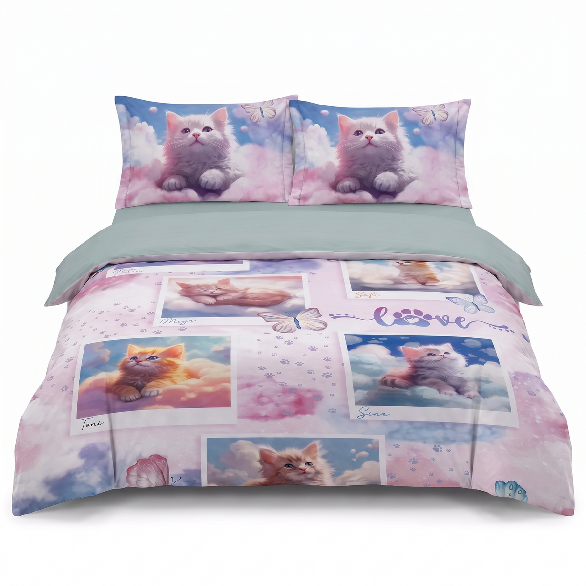 Komplet pościeli z ranforce CUTE – 4 elementy, jednoosobowy — widok z przodu