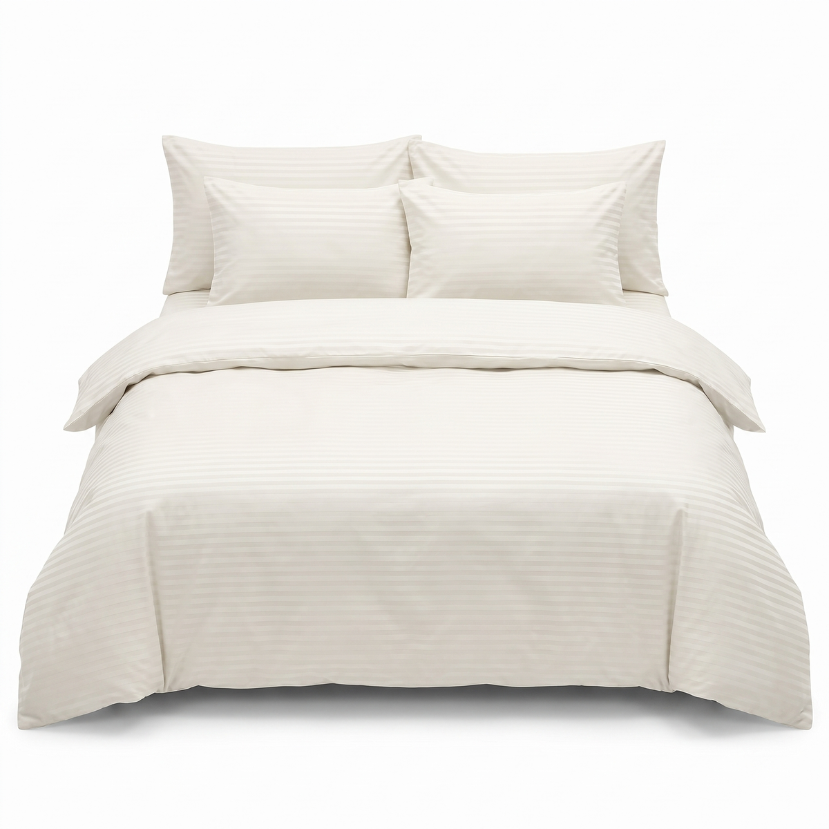 Komplet pościeli z ranforce w kolorze perłowej bieli – 6 elementów — widok z przodu